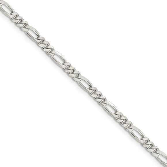 3.5mm Sterling Silver Solid Figaro Chain Necklace 28 Inch